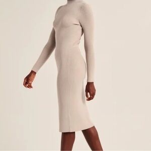 Abercrombie & Fitch Elegant Cream Ribbed Knit Dress